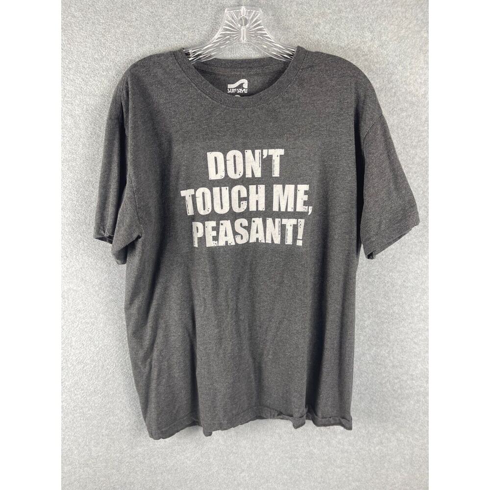 Don't Touch Me Peasant T Shirt Men's Size L Gray Novelty Funny Graphic‎ Tee